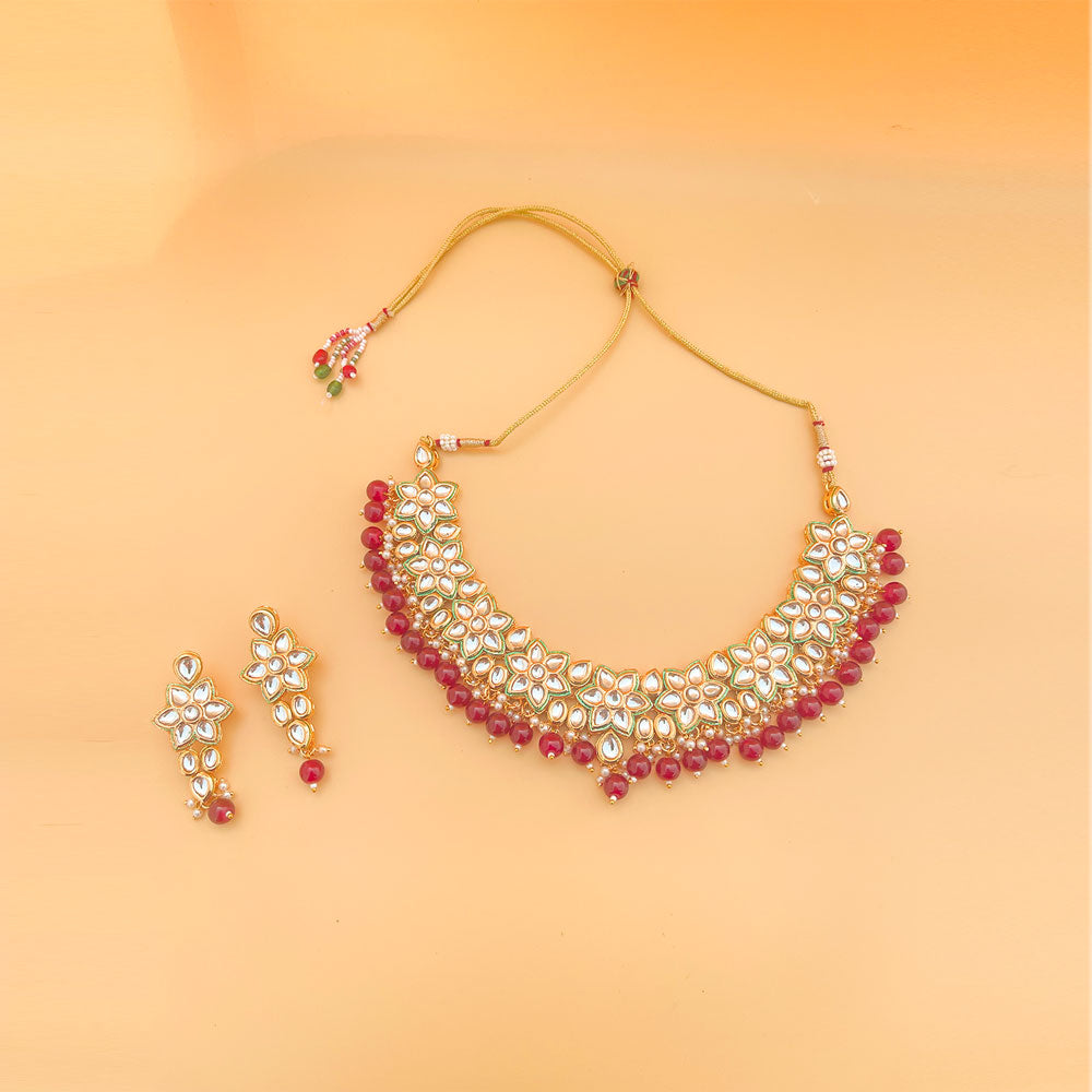 Kundan Maroon Set