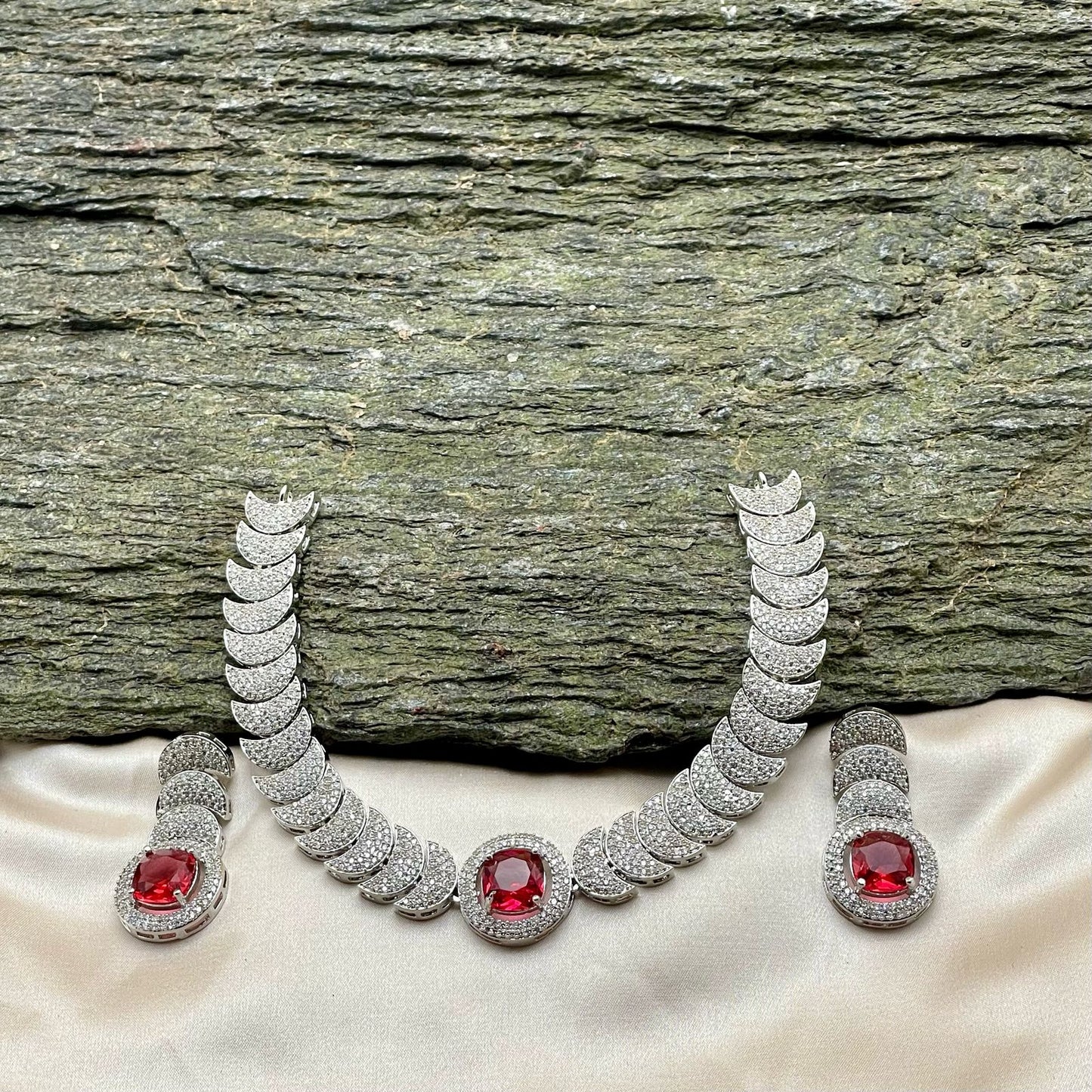 Crystal Ruby Stone Set